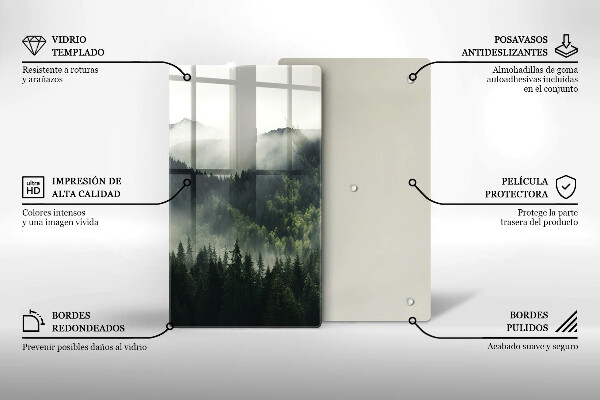 Chopping board glass Land and fog landscape