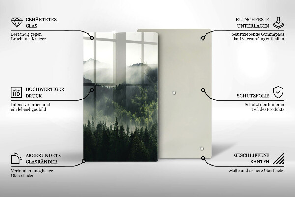 Chopping board glass Land and fog landscape