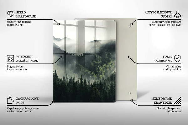 Chopping board glass Land and fog landscape