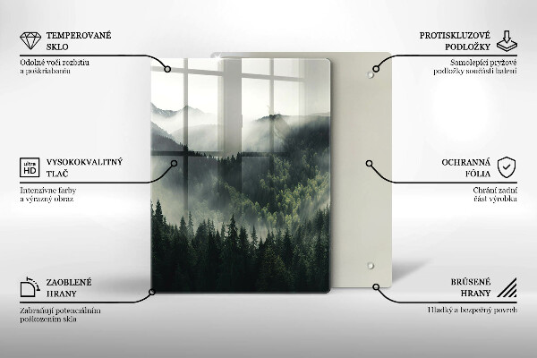 Chopping board glass Land and fog landscape