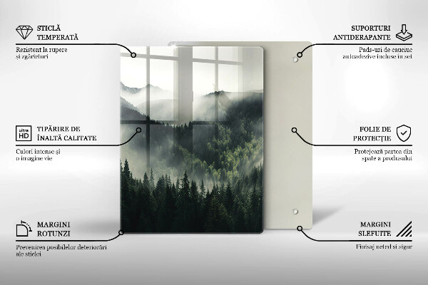 Chopping board glass Land and fog landscape