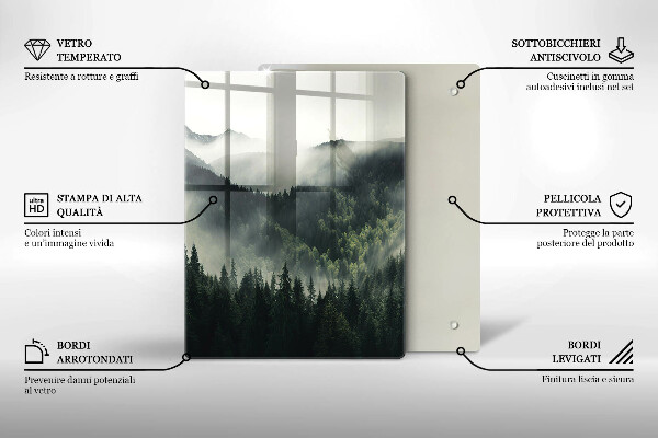 Chopping board glass Land and fog landscape