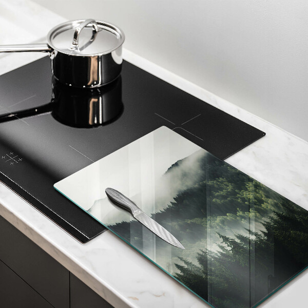 Chopping board glass Land and fog landscape