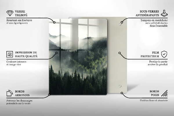 Chopping board glass Land and fog landscape