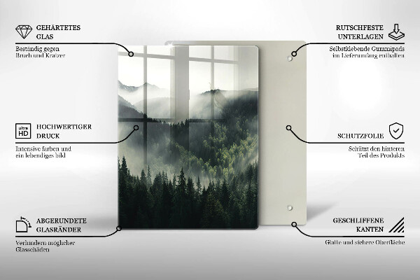 Chopping board glass Land and fog landscape
