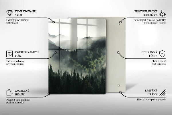 Chopping board glass Land and fog landscape