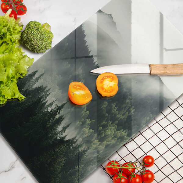 Chopping board glass Land and fog landscape