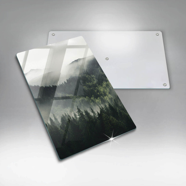 Chopping board glass Land and fog landscape
