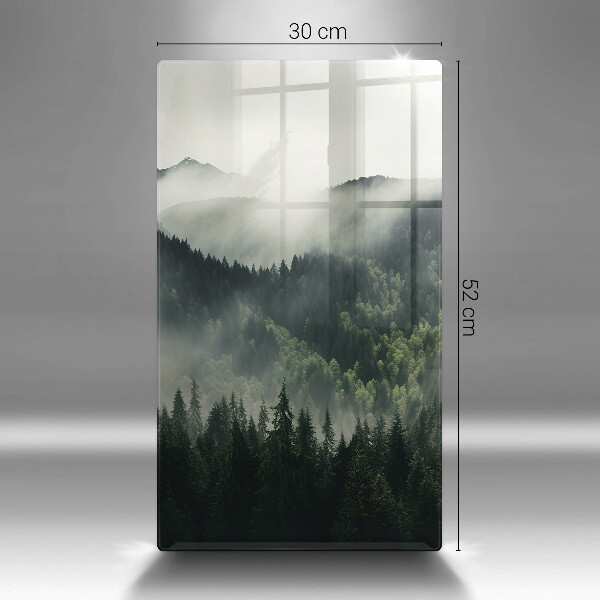 Chopping board glass Land and fog landscape