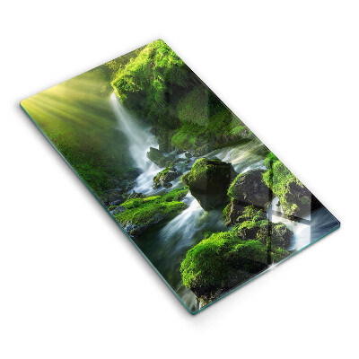 Chopping board glass Waterfall in the jungle