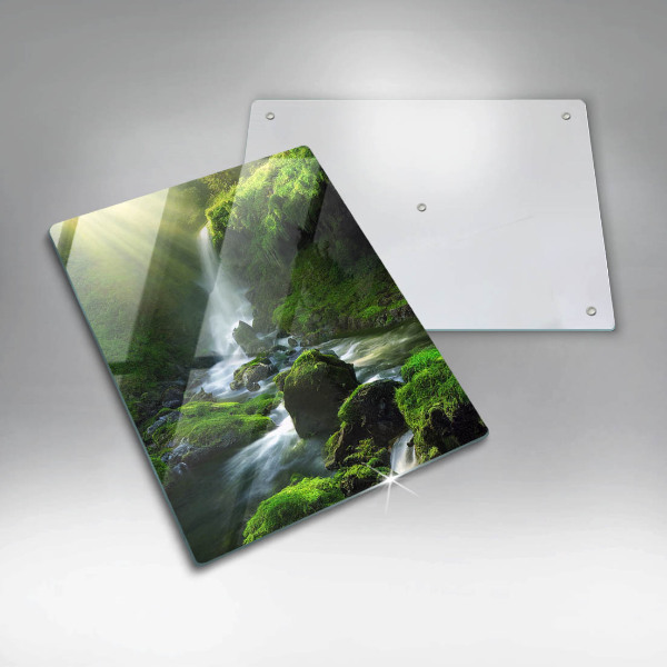 Chopping board glass Waterfall in the jungle