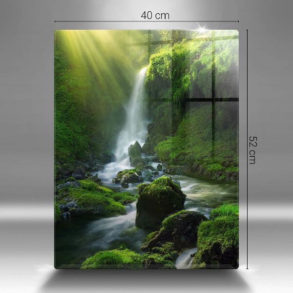 Chopping board glass Waterfall in the jungle