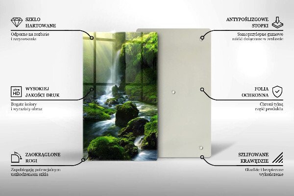 Chopping board glass Waterfall in the jungle