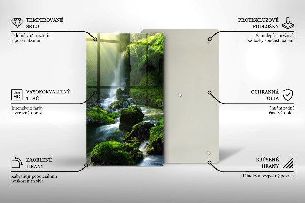 Chopping board glass Waterfall in the jungle