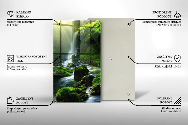 Chopping board glass Waterfall in the jungle