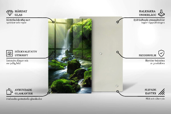 Chopping board glass Waterfall in the jungle