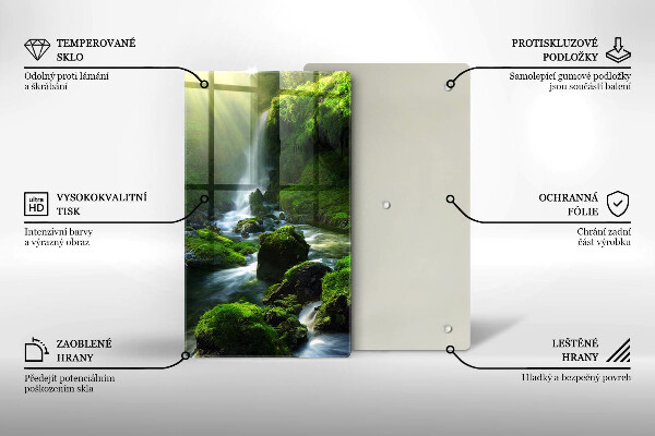 Chopping board glass Waterfall in the jungle