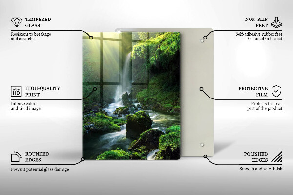 Chopping board glass Waterfall in the jungle