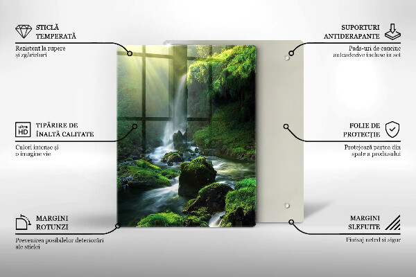 Chopping board glass Waterfall in the jungle