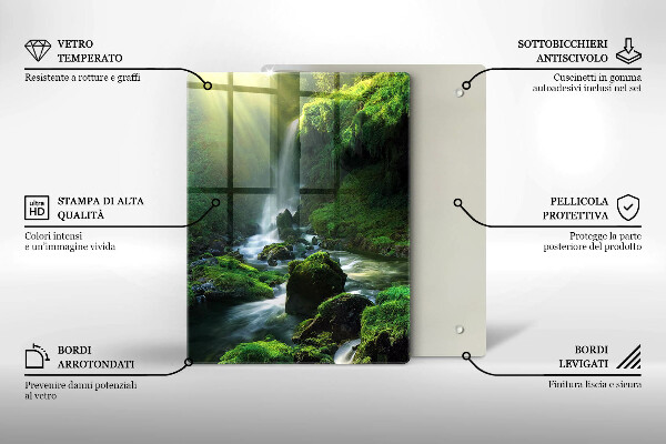 Chopping board glass Waterfall in the jungle