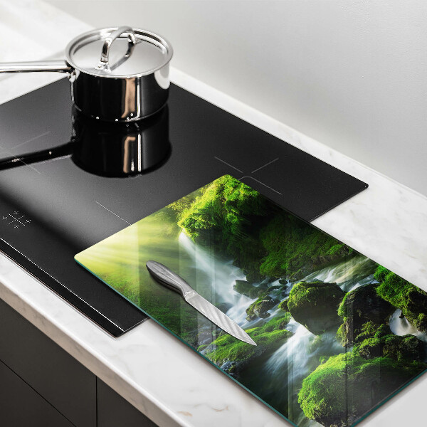 Chopping board glass Waterfall in the jungle