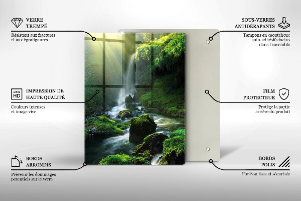 Chopping board glass Waterfall in the jungle