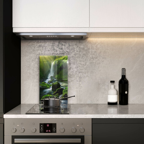 Chopping board glass Waterfall in the jungle