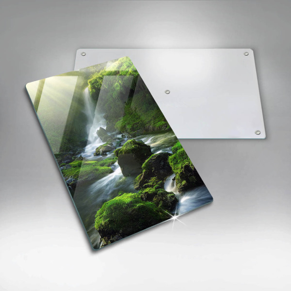 Chopping board glass Waterfall in the jungle