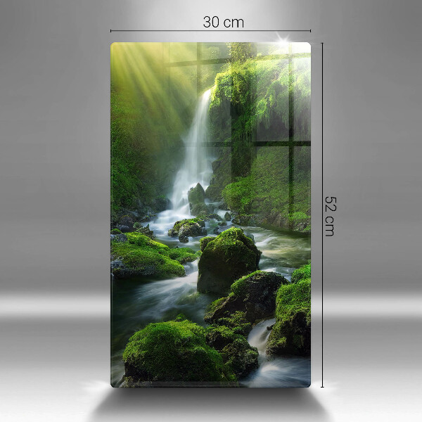 Chopping board glass Waterfall in the jungle