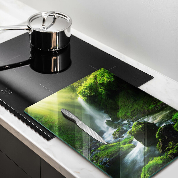 Chopping board glass Waterfall in the jungle