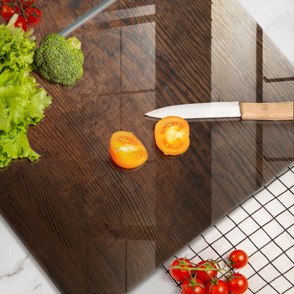 Glass chopping board Dark wood board