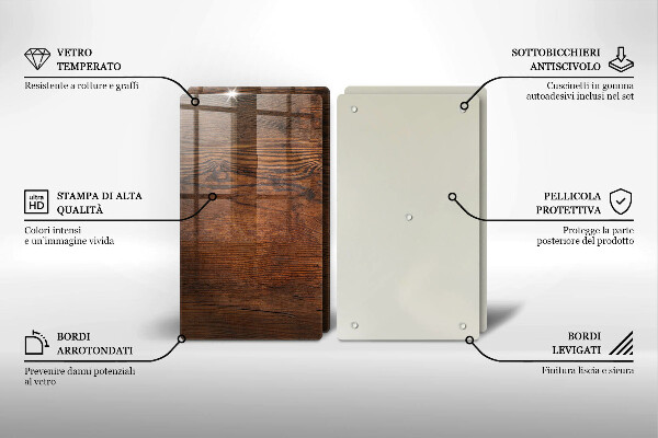 Glass chopping board Dark wood board