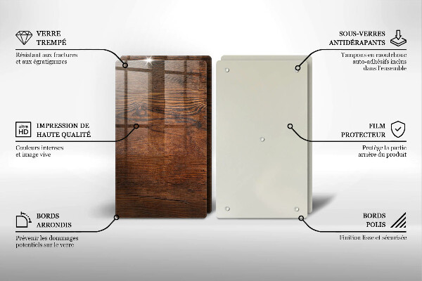 Glass chopping board Dark wood board