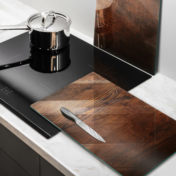 Glass chopping board Dark wood board