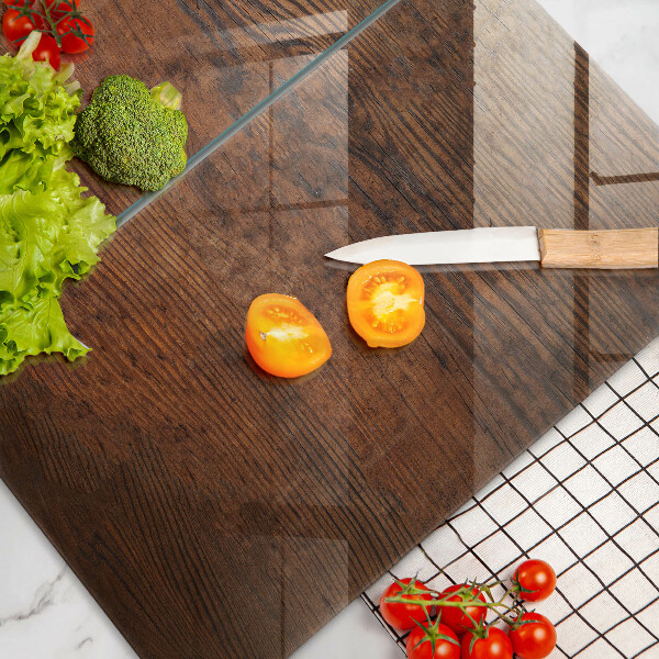 Glass chopping board Dark wood board