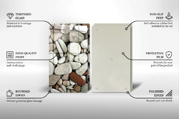 Glass chopping board Background small stones