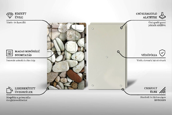 Glass chopping board Background small stones