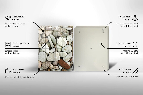 Glass chopping board Background small stones