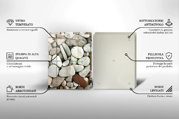 Glass chopping board Background small stones