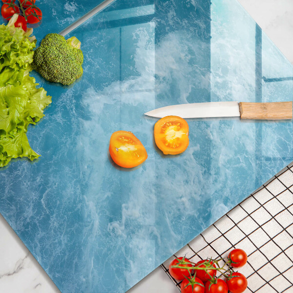 Glass chopping board Blue water
