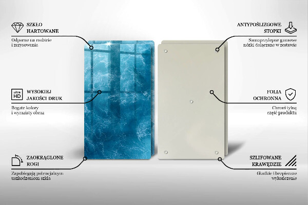 Glass chopping board Blue water