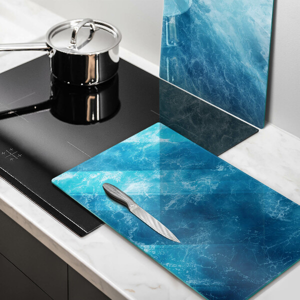 Glass chopping board Blue water