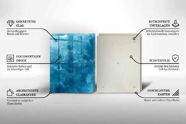 Glass chopping board Blue water