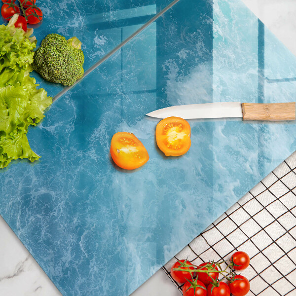 Glass chopping board Blue water
