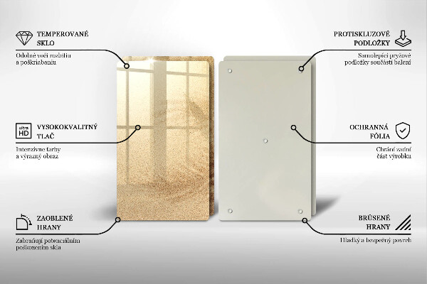 Glass chopping board Beach sand and holidays