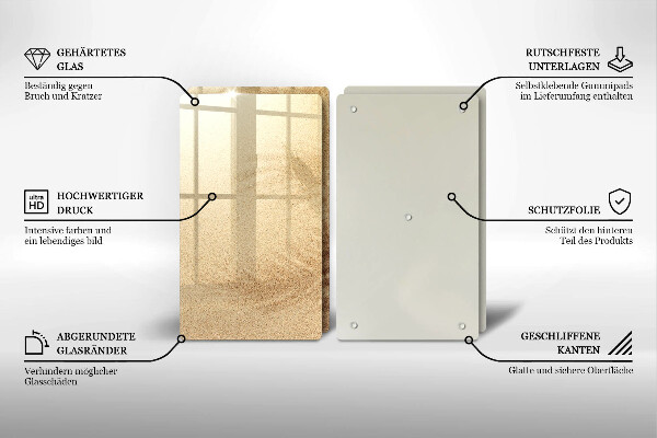 Glass chopping board Beach sand and holidays