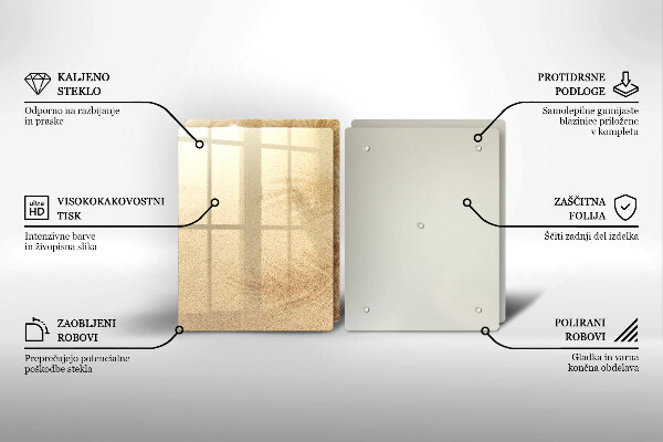 Glass chopping board Beach sand and holidays