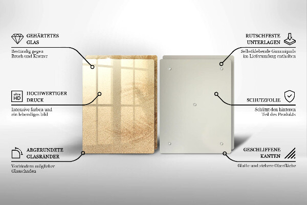 Glass chopping board Beach sand and holidays