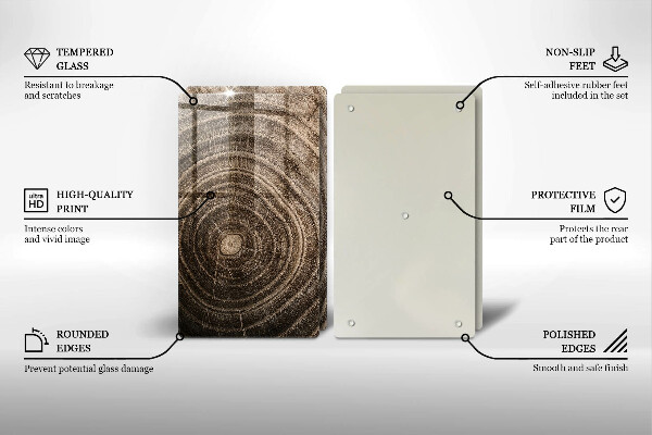 Glass chopping board Wood grain