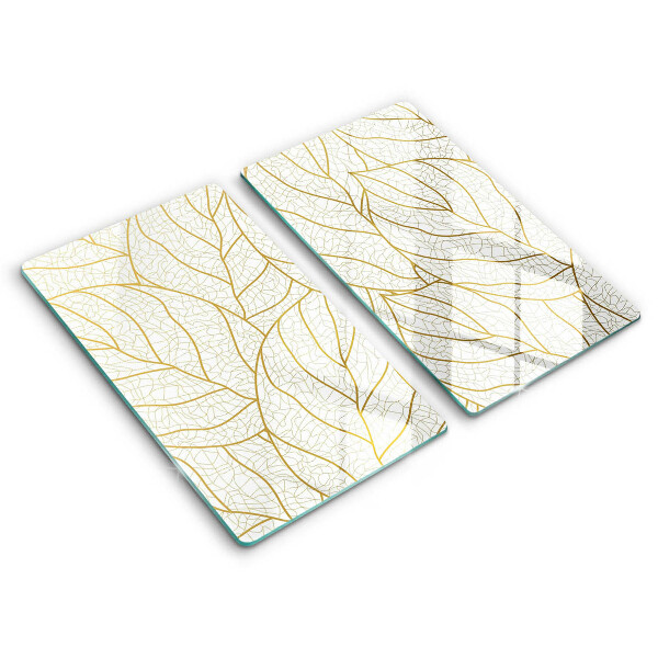 Glass chopping board Line-art leaves pattern